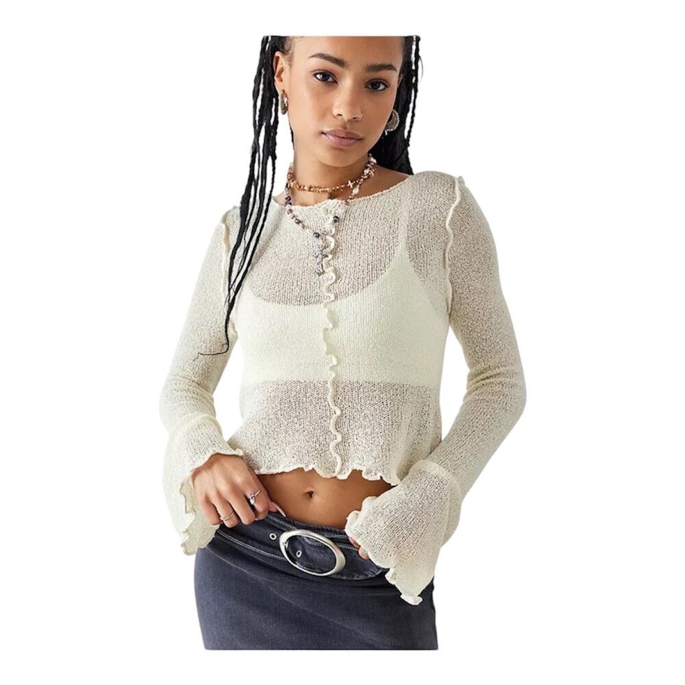 Urban Outfitters BDG Boucle Knit Lettuce-Edge Top XS NWT